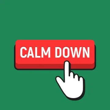 Hand Mouse Cursor Clicks the Calm Down Button. Illustrazione stock