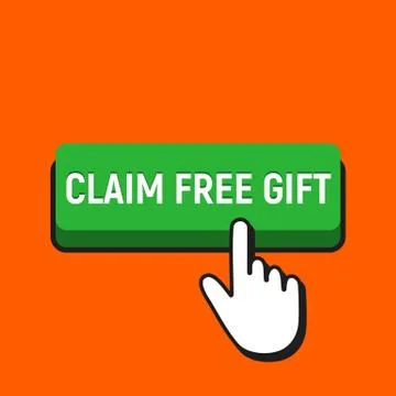 Hand Mouse Cursor Clicks the Claim Free Gift Button. Stock Illustration
