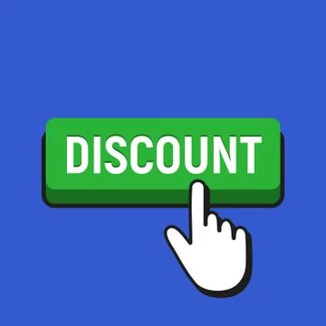 Hand Mouse Cursor Clicks the Discount Button. Stock Illustration