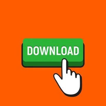 Hand Mouse Cursor Clicks the Download Button. Illustrazione stock