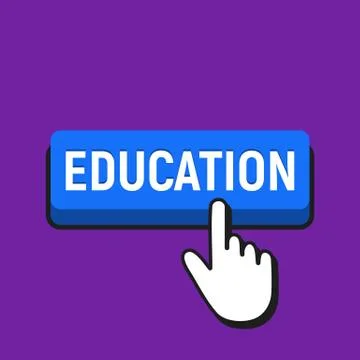 Hand Mouse Cursor Clicks the Education Button. Stock Illustration
