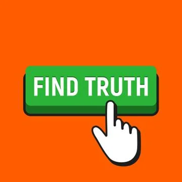 Hand Mouse Cursor Clicks the Find Truth Button. Stock Illustration