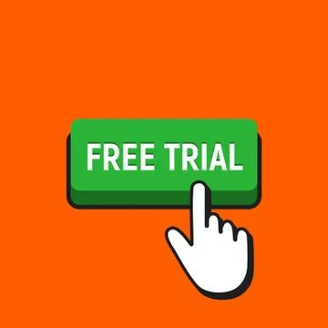 Hand Mouse Cursor Clicks the Free Trial Button. Stock Illustration