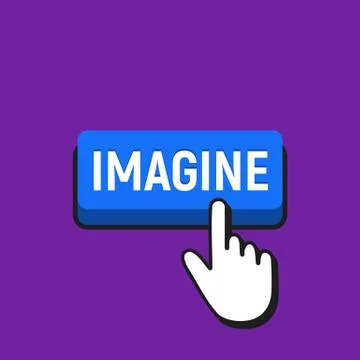 Hand Mouse Cursor Clicks the Imagine Button. Pointer Push Press Button Concep Stock Illustration