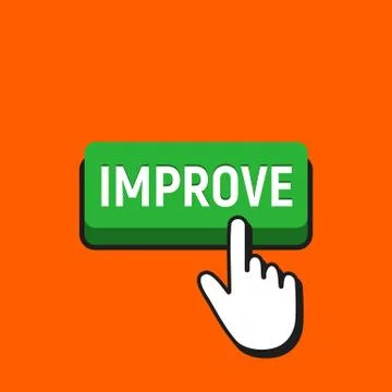 Hand Mouse Cursor Clicks the Improve Button. Pointer Push Press Button Concep Stock Illustration