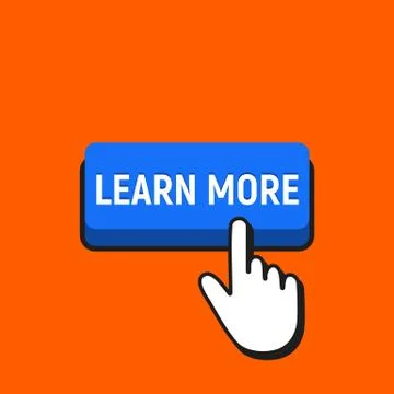 Hand Mouse Cursor Clicks the Learn More Button. Illustrazione stock