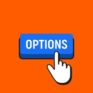Hand Mouse Cursor Clicks the Options Button. Pointer Push Press Button Concep Stock Illustration
