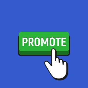 Hand Mouse Cursor Clicks the Promote Button. Pointer Push Press Button Concep Stock Illustration