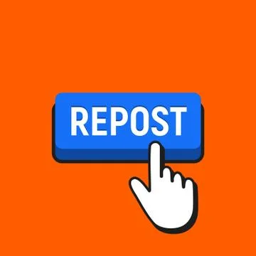 Hand Mouse Cursor Clicks the Repost Button. Pointer Push Press Button Concept Stock Illustration