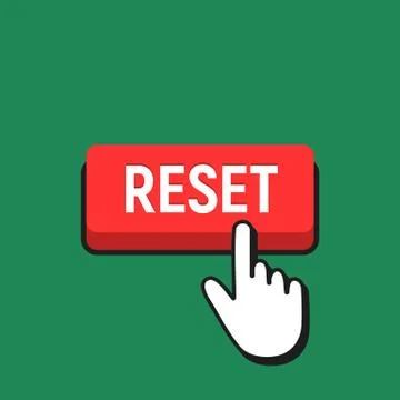Hand Mouse Cursor Clicks the Reset Button. Pointer Push Press Button Concept. 스톡 일러스트