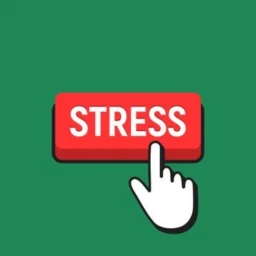 Hand Mouse Cursor Clicks the Stress Button. Pointer Push Press Button Concept Stock Illustration