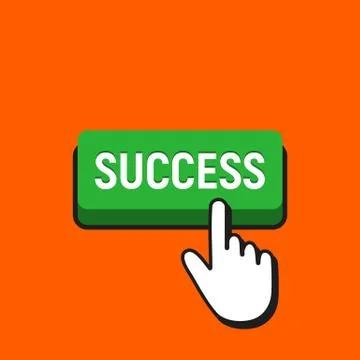 Hand Mouse Cursor Clicks the Success Button. Pointer Push Press Button Concep Stock Illustration