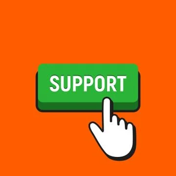 Hand Mouse Cursor Clicks the Support Button. Pointer Push Press Button Concep Stock Illustration