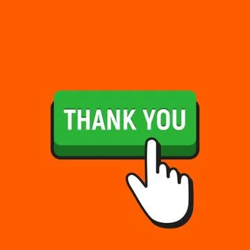 Hand Mouse Cursor Clicks the Thank You Button. Stock Illustration
