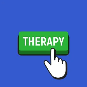 Hand Mouse Cursor Clicks the Therapy Button. Pointer Push Press Button Concep Stock Illustration