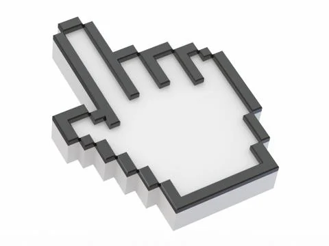 Hand. mouse cursor on white isolated background. 3d Illustrazione stock