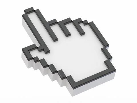 Hand. Mouse cursor on white isolated background. 3d Hand. Mouse cursor on ... Stock Photos