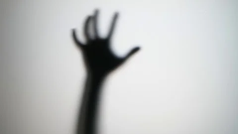 Hand move from blur and hit glass, horror style shot Stock-Footage 101355389