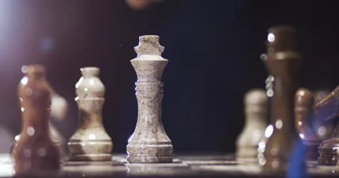 Hand Moving Chess Piece in Slow Motion Close Up Stock Footage 338141056
