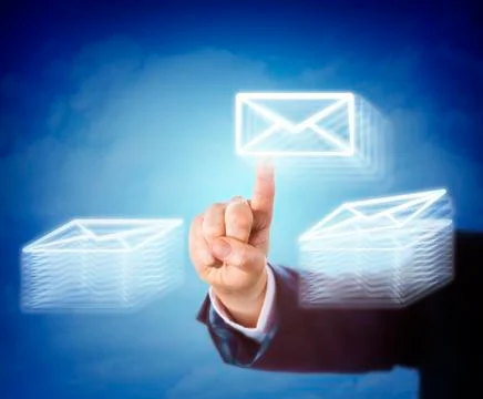 Hand Moving Email Between Two Document Stacks Stock Photos