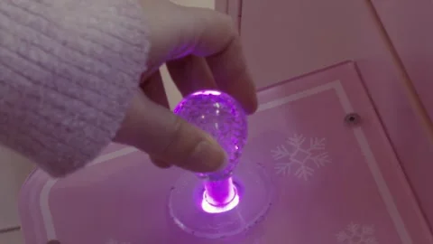 Hand Moving Glowing Pink Arcade Joystick Stock-Footage 315445793