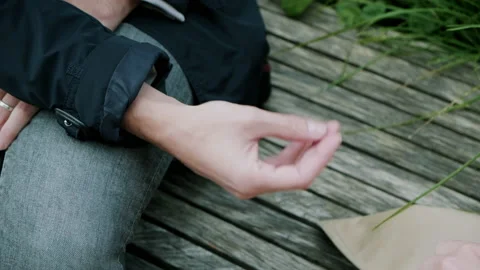 Hand moving while person talks Stock Footage 130596106