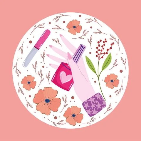 Hand with nail polish Stock Illustration