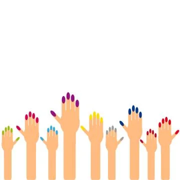 Hand with nails on white background Stock Illustration