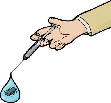 Hand with Nanotechnology in Syringe 库存插图