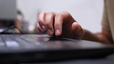Hand Navigating Laptop Trackpad Stock Footage 335190565