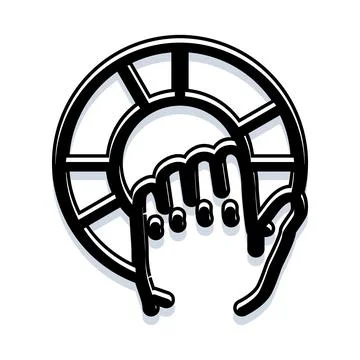 Hand navigating ship wheel, controlling direction and future Stock Illustration