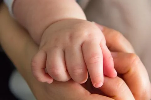 Hand newborn Stock Photos