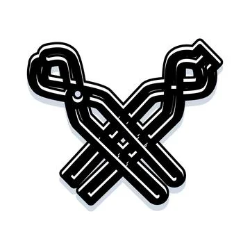 Hand nippers crossing working black outline icon Ilustración de archivo