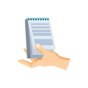 Hand with notepad supply isolated icon Stock Illustration