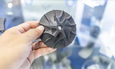 Hand with Object printed on 3d printer close-up Stock Photos