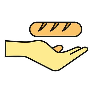 Hand offering bread for food donation charity help Ilustración de archivo