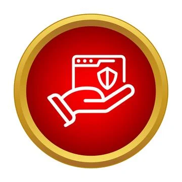 Hand offering browser window with digital protection shield Illustrazione stock