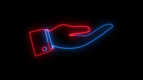 Hand offering help in neon light. Stockbeeldmateriaal 332089474