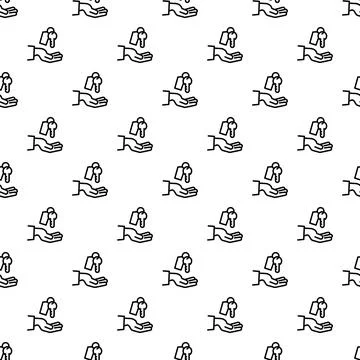 Hand offering keys seamless repeating vector pattern Stock Illustration