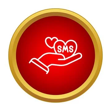 Hand offering love sms message heart icon Stock Illustration