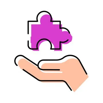 Hand offering problem solving puzzle piece concept イラスト素材