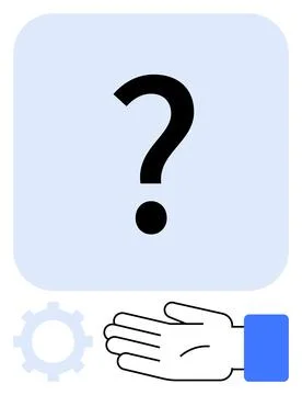 Hand Offering Question Mark with Gear Symbol for Problem Solving and Assist.. 스톡 일러스트