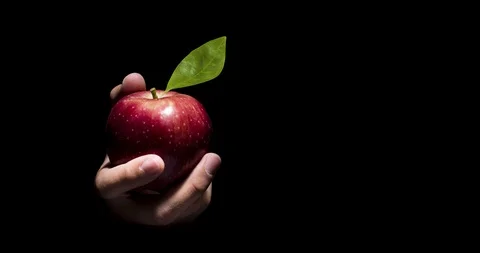 Hand offering a red apple. Stock Footage 92814084