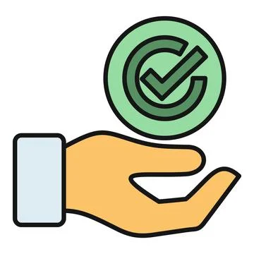 Hand offering service guarantee check mark icon Stock Illustration