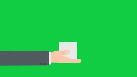 Hand offering a square piece, symbolizing giving on green screen. Stock Footage 299045966