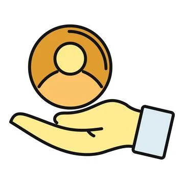 Hand offering user avatar for customer service support Stock Illustration
