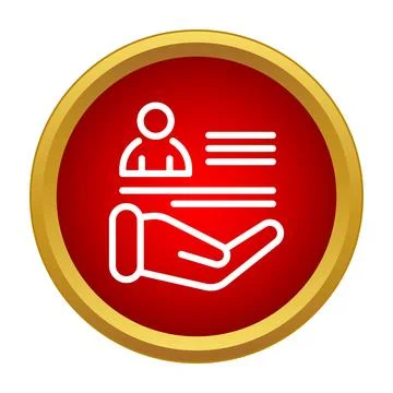 Hand offering user profile data service icon Stock Illustration