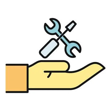 Hand offering wrench and screwdriver for technical assistance Ilustración de archivo