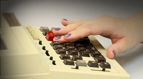 Hand in office calculating machine take2 스톡 동영상 38785249