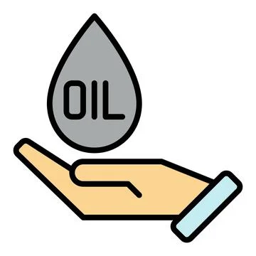 Hand with Oil drop vector colored icon or logo element Stock Illustration